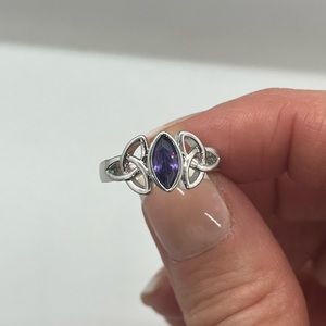Women’s Amethyst Celtic Knot Sterling Silver Ring